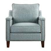 Uttermost Charlotta 31 Inch Wide Wood Frame Accent Chair with Nailhead Trim by Jim Parsons Sea Mist