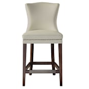 Uttermost Dariela 20 Inch Wide Birch Wood Frame Kitchen Stool with Nailhead Trim by Jim Parsons Cream White / Walnut