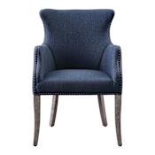 Uttermost Yareena 24-1/2" Wide Wood Framed Linen Wingback Chair Denim Blue