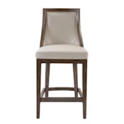 Uttermost Purcell 19" Wide Leather Counter Stool with Rubberwood Frame and Kick Plate Cappuccino Pebbled Leather