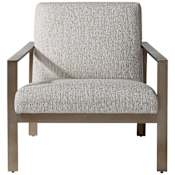 Uttermost Wills 30" Wide Stainless Steel Framed Fabric Upholstered Arm Chair Warm Oatmeal / Brass