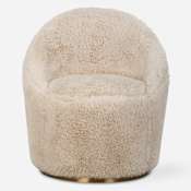 Uttermost Crue 31" Wide Stainless Steel Framed Polyester Swivel Accent Chair Caramel