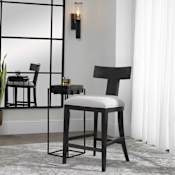 Uttermost Idris 20" Wide Modern Klismos Inspired Counter Height Chair / Stool Brushed Charcoal / White