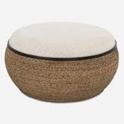 Uttermost Island 36" Diameter MDF and Linen Table Natural / Light Beige