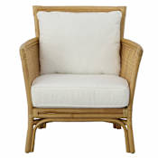 Uttermost 29" Wide Rattan Framed Polyester Accent Chair White / Woodtone