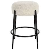 Uttermost Arles 21" Wide Hardwood and Polyester Accent Stool Satin Black / White