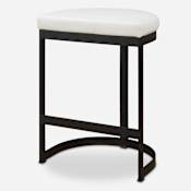 Uttermost Ivanna 18" Wide Metal Framed Faux Leather Accent Stool White