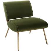 Uttermost Knoll 24" Wide Stainless Steel Framed Polyester Accent Chair Brushed Brass / Olive Green