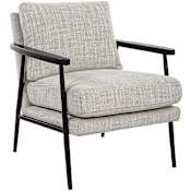 Uttermost Sebastian 26" Wide Iron Framed Polyester and Wool Accent Chair Dark Bronze / Ivory / Beige