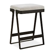 Uttermost Hover 18" Wide Metal and Polyester Accent Stool Aged Black / Ivory