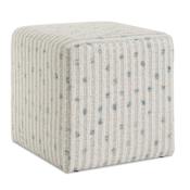 Uttermost Joie 18" Wide Standard Ottoman White Chenille / Flax Ground / Sea Blue