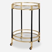 Uttermost Dolly 22" Wide Iron and Tempered Glass Bar Cart with Two Shelves Black / Gold