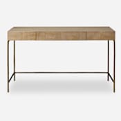 Uttermost Aristotle 52" Wide Veneer Top Iron 1 Drawer Writing Desk Natural