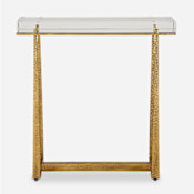 Uttermost Midas 24" Wide Crystal Top Metal Accent Table Antique Gold
