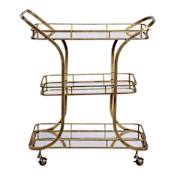 Uttermost Stassi 33" Wide 3 Shelf Iron Serving Cart with Casters Antique Gold