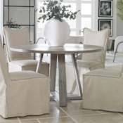 Uttermost Gidran 52" Round Casual Contemporary Solid Wood Dining Table Soft Gray Oak