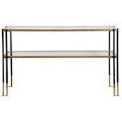 Uttermost Kentmore 14" Wide Glass Top Iron Console Table Matte Black / Gold