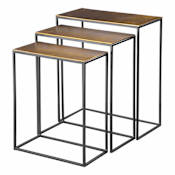 Uttermost Coreene 3 Piece Aluminum Top Iron Nesting Table Set Aged Black / Antique Bronze