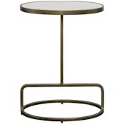 Uttermost Jessenia 18" Wide Marble and Metal Accent Table Brushed Gold / White