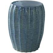Uttermost Harbor 15" Wide Framed Earthenware Garden Stool Aqua Blue