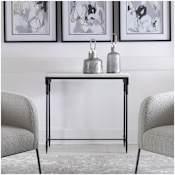 Uttermost Bourges 36"W Modern Industrial Marble Top Console Sofa Entry Hall Table Black / White