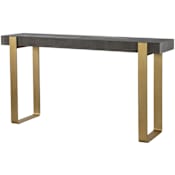 Uttermost Kea 60" Wide Ash and Iron Table Brushed Brass / Dark Walnut