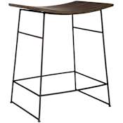 Uttermost Thura 21" Wide Mango and Metal Accent Stool Gunmetal / Walnut
