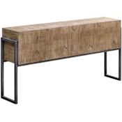 Uttermost Nevis 12" Long Iron and Mahogany Wood Console - Sofa Table Natural Tan