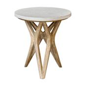 Uttermost Marnie 22" Diameter Stone Top Wood Side Table Natural Ivory