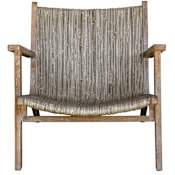 Uttermost Aegea 30" Wide Tropical Beach Coastal Rattan and Wood Accent Arm Chair White Washed Natural