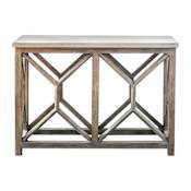 Uttermost Catali 41 Inch Wide Wood Console Table with Stone Top by Billy Moon Warm Oatmeal