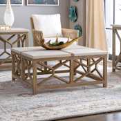 Uttermost Catali 40" Wide Casual Contemporary Solid Wood Cocktail Coffee Table with Limestone Tile Top Washed Natural
