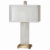 Uttermost Athanas 2 Light Table Lamp White Alabaster with Coffee Bronze