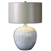 Uttermost Georgios 1 Light 24" Tall Table Lamp with White Fabric Shade Aged Ivory