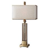 Uttermost Caecilia Table Lamp with Square Shade Glass and Brass