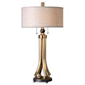 Uttermost Selvino 2 Light Table Lamp Brushed Brass with Oil Rubbed Bronze
