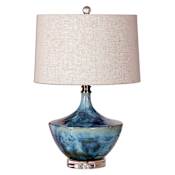 Uttermost Chasida 1 Light 23" Tall Table Lamp with White Fabric Shade Blue Storm