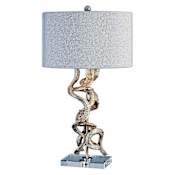 Uttermost Twisted Vines 1 Light 29" Tall Table Lamp with White Fabric Shade Gold Leaf