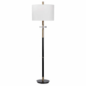 Uttermost Maud 67" Tall Column Floor Lamp Aged Black / Antique Brass