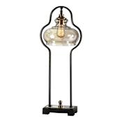 Uttermost Cotulla Single Light 29" Tall Desk Lamp with Clear Smoky Glass Shade Aged Black
