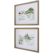 Uttermost Serene 21" x 27" Framed Landscapes Graphic Print - Set of 2 Multicolored