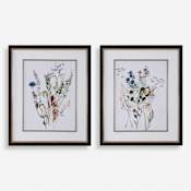 Uttermost Delicate Flowers 34" x 28" Framed Floral Drawing Print by Aisa Jenson Green