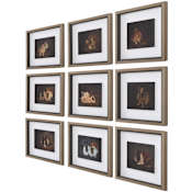 Uttermost Resting Bunny 16" x 18" Framed Animals Graphic Print - Set of 9 Multicolored