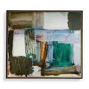 Uttermost Green Fields 55" x 55" Framed Abstract Textual Print Black