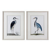 Uttermost Shore Birds Two Piece Framed Print Set by Grace Feyock Blue Heron / White Washed Frame
