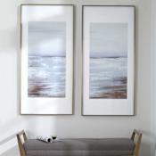 Uttermost Coastline Set of (2) 58" x 23" Framed Beach Waterfront Art Prints Blue / Brown / Gold