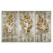 Uttermost Champagne Leaves 41" x 21" Framed Botanical Painting - Set of 3 Multicolored