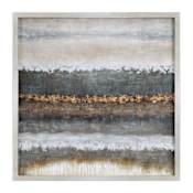 Uttermost Layers 50 Inch Square "Landscape" Framed Hand Painted Wall Art on Canvas Neutral Layers / Silver Champagne Frame