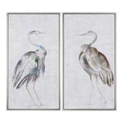 Uttermost Summer Birds Two Piece Framed Animal Painting on Canvas Set by Grace Feyock Cool Watercolor / Champagne Silver Frame