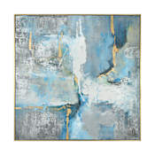 Uttermost Meditation 61 Inch x 61 Inch Framed Abstract Painting on Canvas by Grace Feyock Abstract Blues / Gold Frame